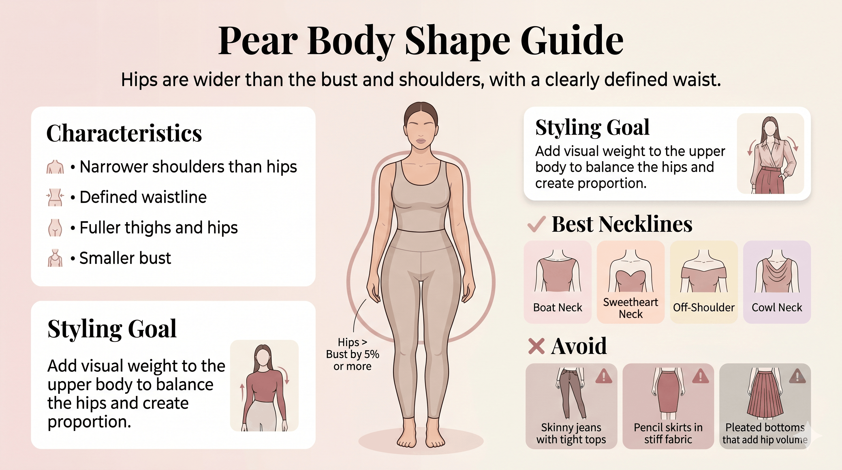 Pear Body Shape – Characteristics & Styling