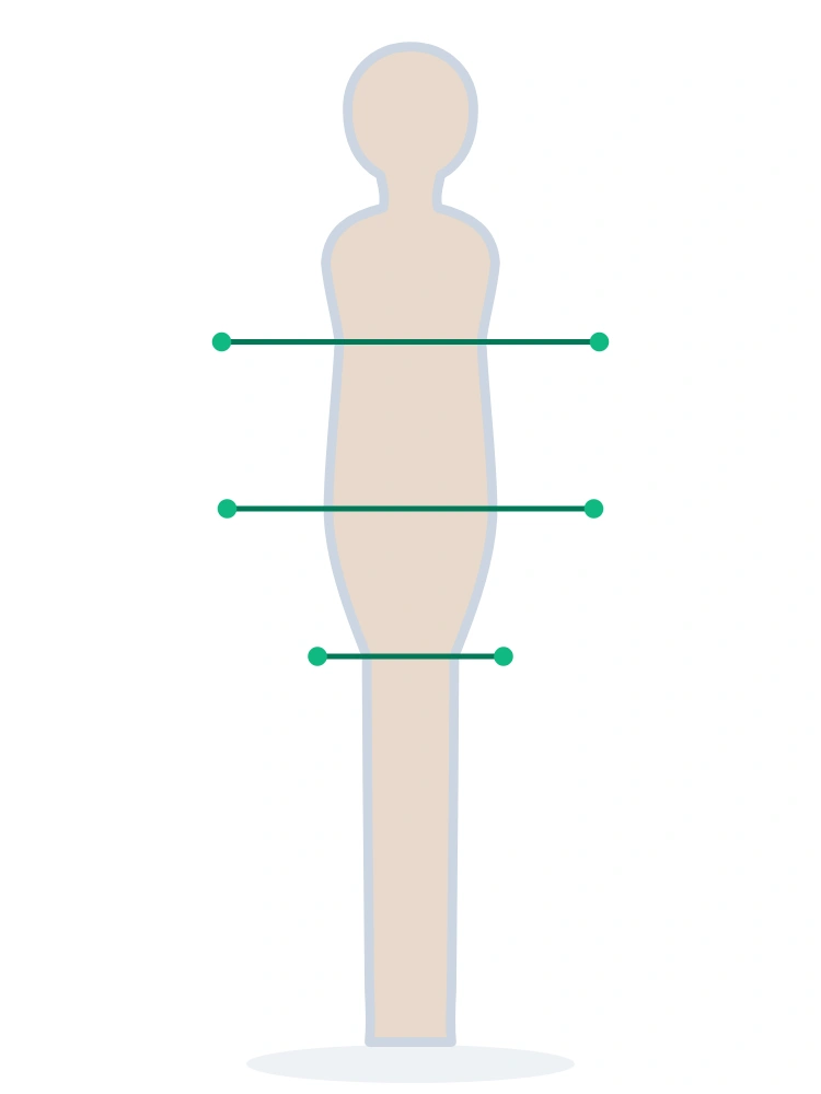 Apple body shape silhouette carrying width through the midsection