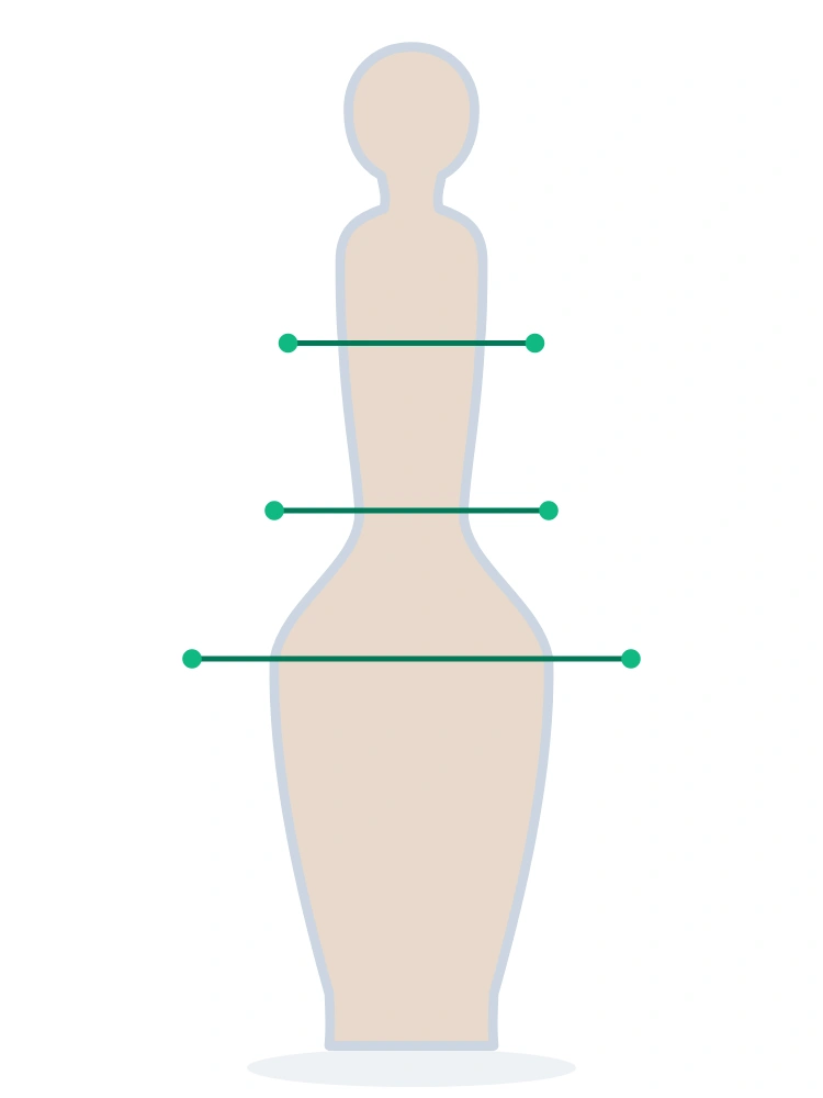 Pear body shape silhouette with hips wider than bust