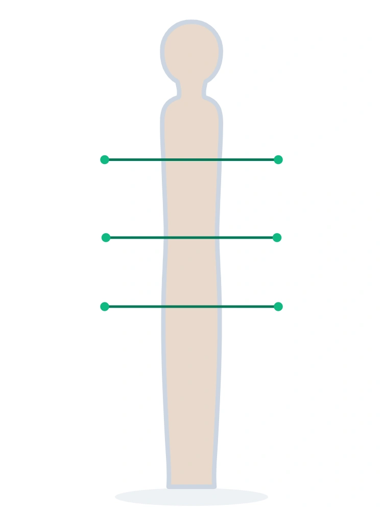 Rectangle body shape silhouette with bust waist and hips similar in width